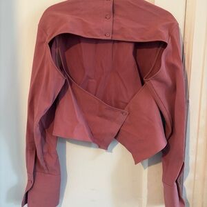 Open back Cropped Long-Sleeve Mock Neck Top